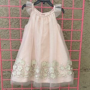 Catherine Malandrino Soft Blush Dress with Beautiful Gold Embroidery